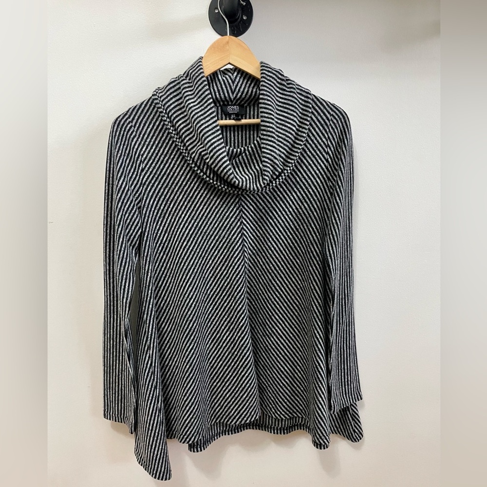 Jones New York Black/White Two-Toned Cowl Neck Pullover Sweater Basics Size M